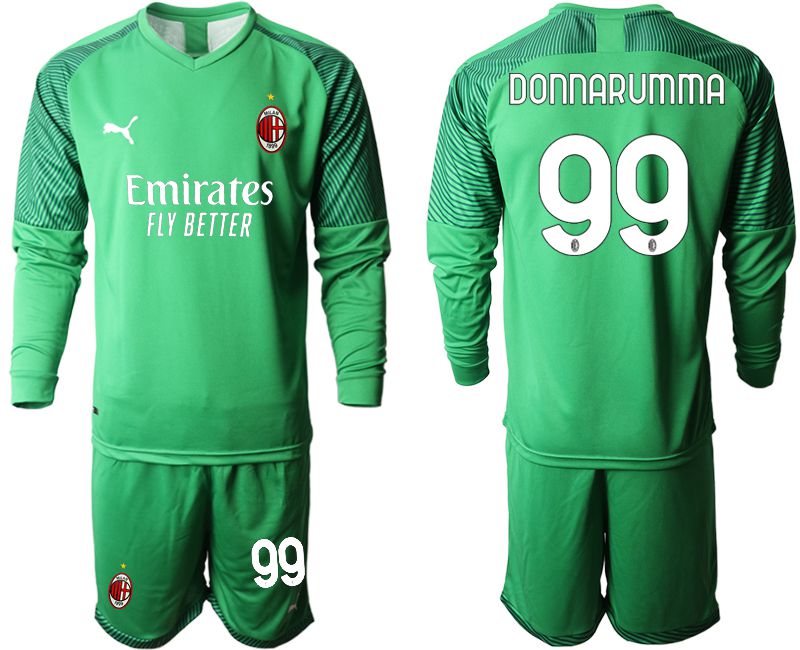 Men 2020-2021 club AC Milan green goalkeeper long sleeve #99 Soccer Jerseys